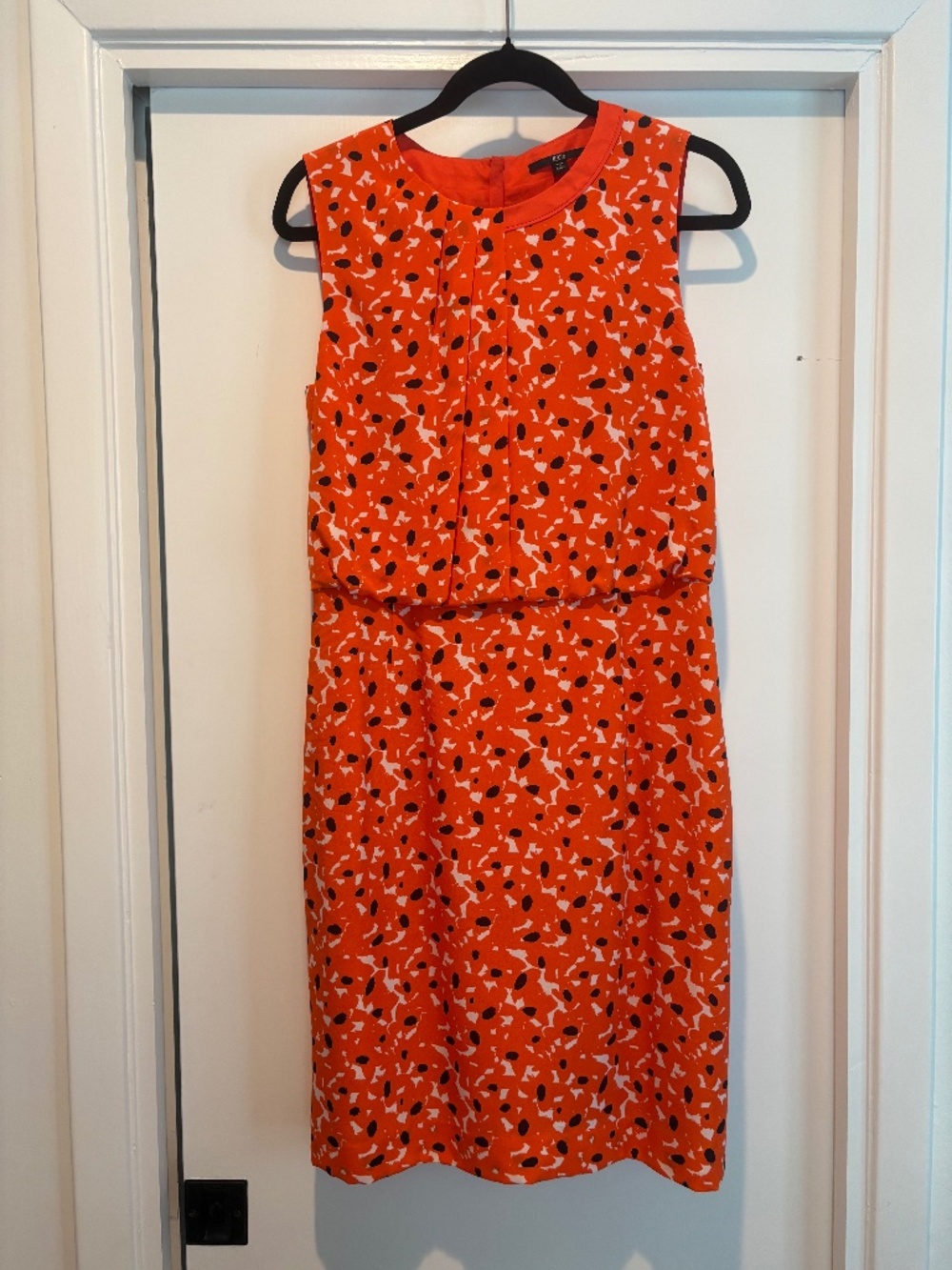 BOSS Hugo Boss 100% Silk Dasolia2 Coral Orange Abstract Print Dress US 8
